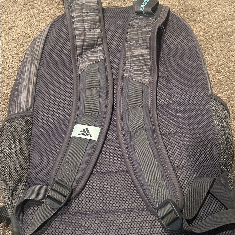 Adidas Gray and Teal Kids Adult Backpack multiple pockets - Picture 5 of 8